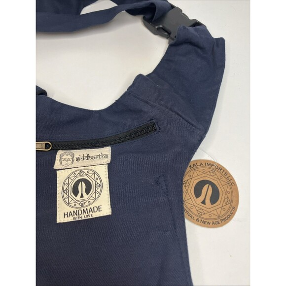 New W/Tag Kala Siddhartha Handmade Blue Sling Crossbody Bag Denim Multi Pocket - Picture 1 of 14